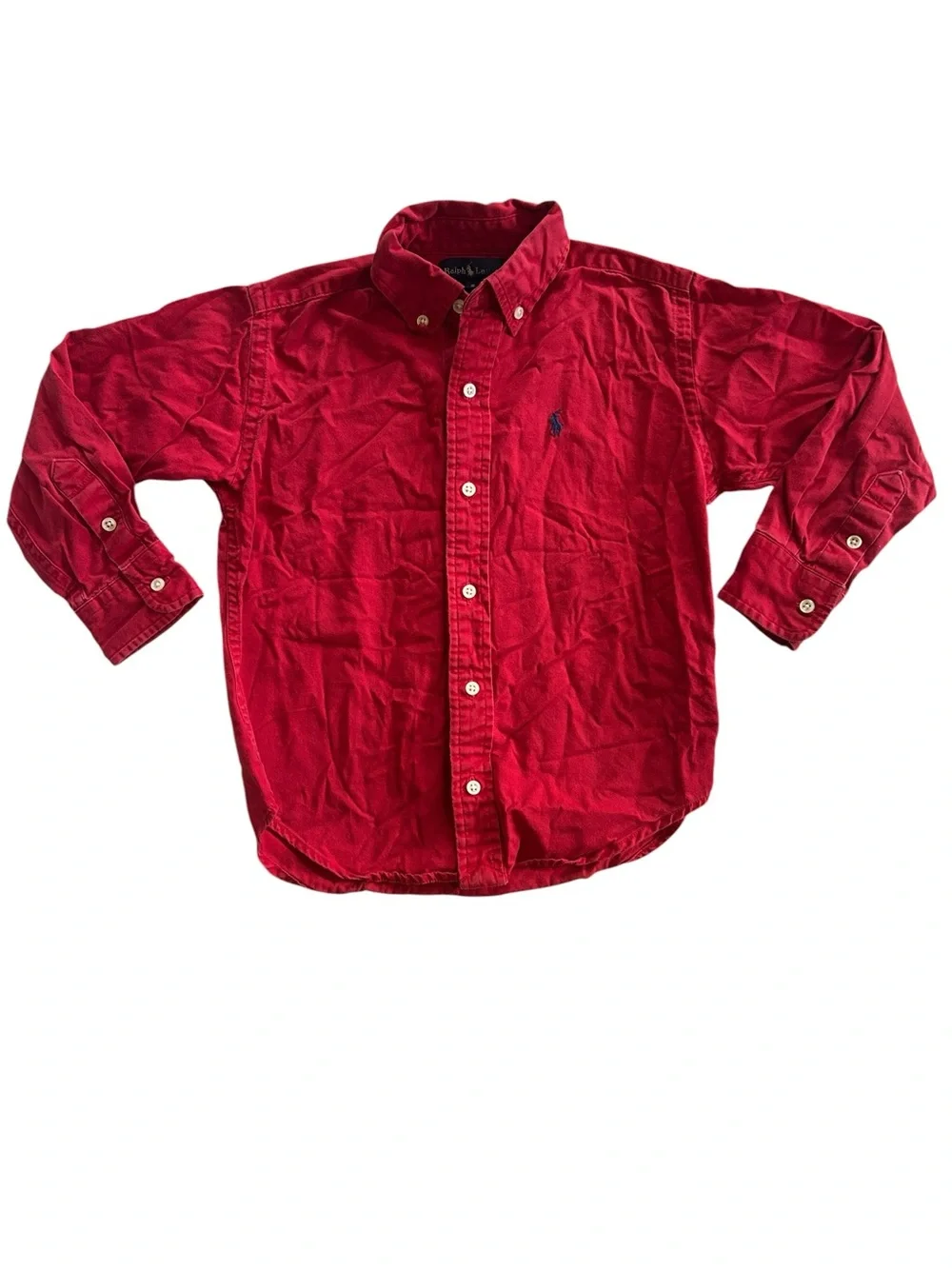 2 Ralph Lauren Boys Size 5 Preppy Button Down Shirts Plaid Red Kids 100% Cotton